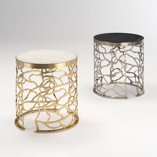 Table d'appoint contemporaine - CARAPACE - iDL - en verre / en grès cérame / avec piètement en métal