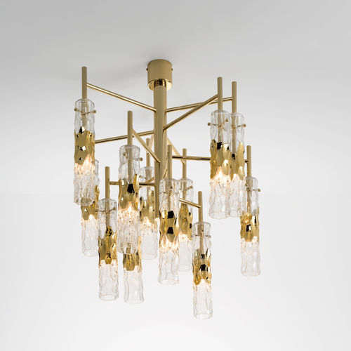 Plafonnier contemporain - BAMBOO 423/12PF - iDL - tubulaire / en métal / en verre de Murano