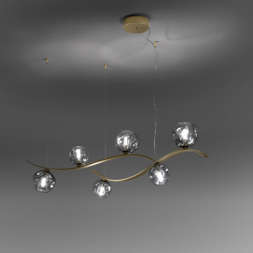 Suspension - NATURE 691/6 - iDL - en métal / en verre soufflé / en verre fumé