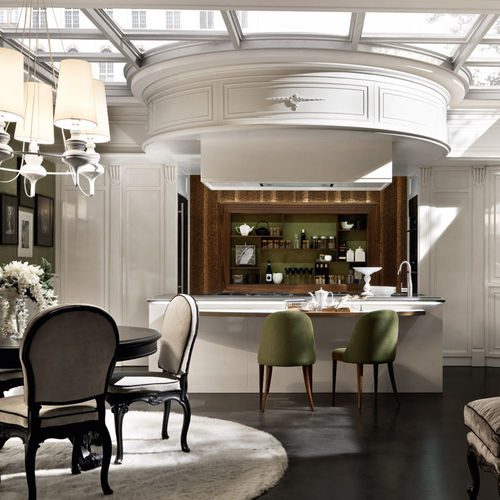 Cuisine contemporaine - NEW YORK - MARTINI MOBILI - en bois laqué / en acier inoxydable / avec îlot