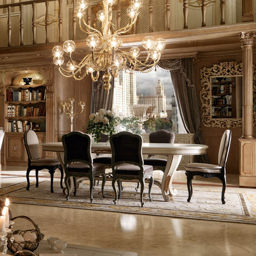 Table classique - MOSCOW - MARTINI MOBILI - en noyer / ovale / blanche