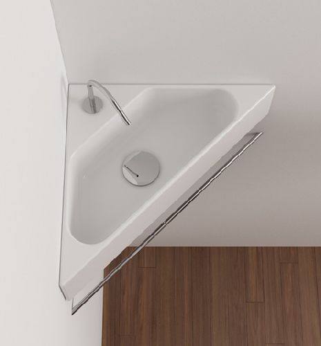 Vasque suspendue - MISURA - Falerii - en céramique / avec porte-serviettes intégré / d'angle
