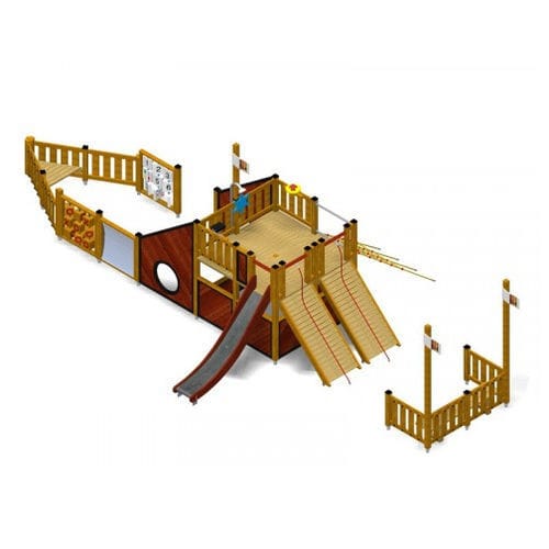 Structure de jeu pour aire de jeux - BATTELLO  - TLF srl - en inox / en bois / modulaire