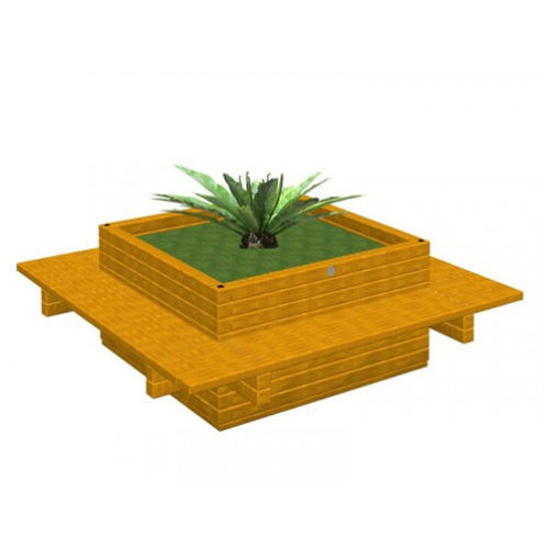 Jardinière en bois - 3.325/B  - TLF srl - carrée / avec banc intégré / contemporaine