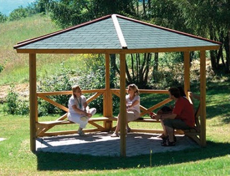 Gazebo en bois - 3.502  - TLF srl - en acier / toit en bois / structure en bois