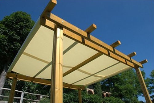 Auvent pour entrée - 3.460  - TLF srl - en bois / en toile / plat