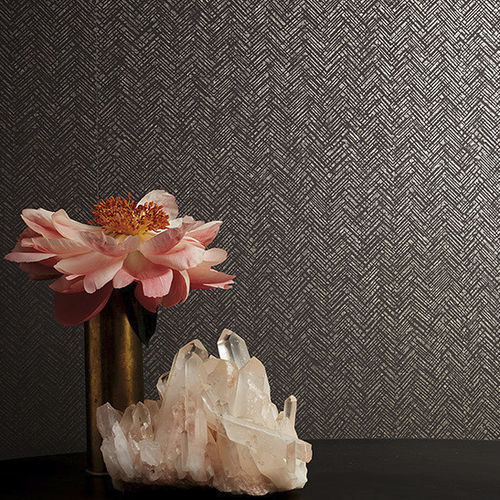 Papier peint contemporain - FLORIS : MITZI - ROMO - à motif / aspect tissu / gris
