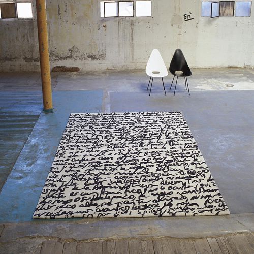 Tapis contemporain - Black on White - nanimarquina - à motif / en laine de Nouvelle Zélande / rectangulaire