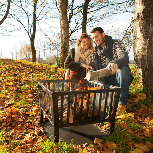 Brasero de jardin à bois - CLASSIC SQUADRA - BARBECOOK - en acier laqué / carré / gris