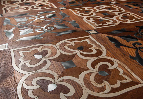Parquet contrecollé - ASILIA - BACCI MARMI - avec incrustations en métal / huilé / à coller