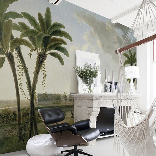 Papier peint classique - MURALES 8001 COFFEE PLANTATION - BIANCHI LECCO SRL - en textile non-tissé / à motif nature / aspect tissu