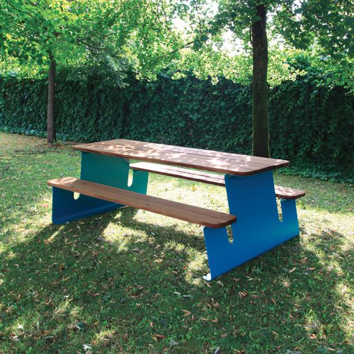 Table de pique-nique contemporaine - WAVE - CITY DESIGN - en acier galvanisé / en bois / avec piètement en acier galvanisé
