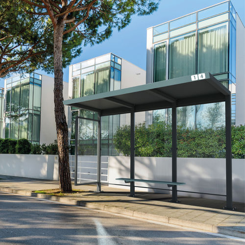 Abribus en acier galvanisé - STAD - CITY DESIGN - en polycarbonate / avec banc