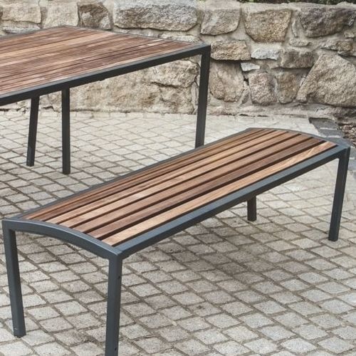 Banc public contemporain - CAMILLA PW - CITY DESIGN - en acier galvanisé / en bois / sans dossier