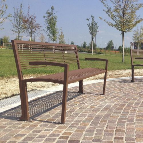 Banc public contemporain - CAMILLA M  - CITY DESIGN - en acier galvanisé / avec dossier / sans dossier