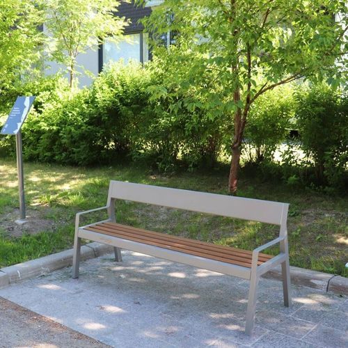 Banc public contemporain - CASTEO SENIOR WPC - CITY DESIGN - WPC / en acier galvanisé / avec dossier