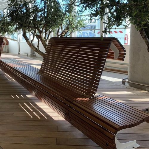 Banc public contemporain - FLOW  - CITY DESIGN - en acier galvanisé / en bois / avec dossier