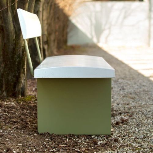 Banc contemporain - MALY - CITY DESIGN - en acier galvanisé / en béton à haute performance / avec dossier