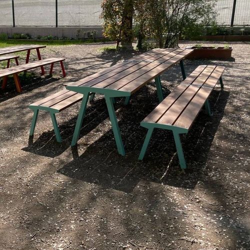 Table de pique-nique contemporaine - NOALE TA - CITY DESIGN - en acier galvanisé / en bois / avec piètement en acier thermolaqué