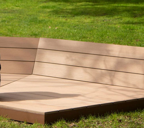 Banc contemporain - SLICE - CITY DESIGN - WPC / en acier galvanisé / avec dossier