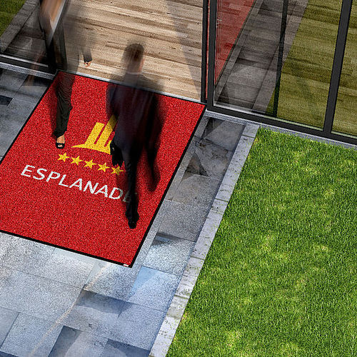 Tapis d'entrée pour établissement public - ADVERTISING   - emco Bautechnik GmbH - en caoutchouc / en polyamide / antisalissure