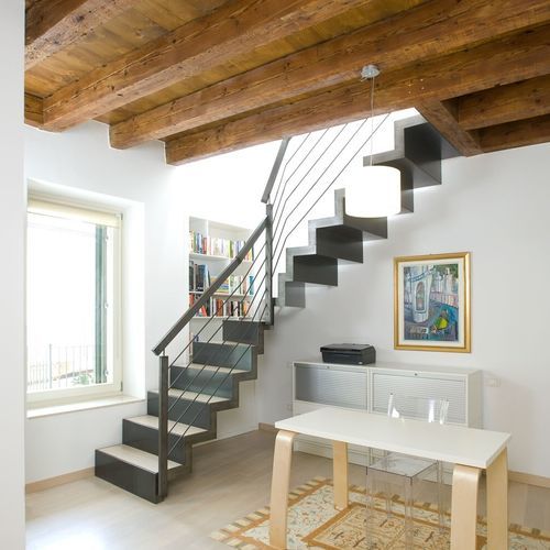 Escalier quart tournant - A 228 - METALL CONCEPT - à marches en bois / structure en métal / résidentiel
