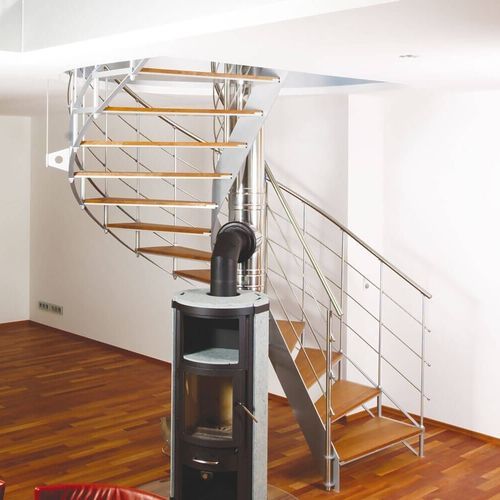 Escalier en colimaçon - B 401 - METALL CONCEPT - à marches en bois / structure en métal / résidentiel