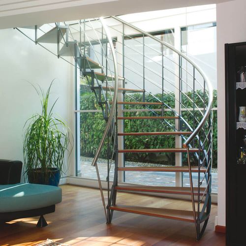 Escalier circulaire - B 403 - METALL CONCEPT - à marches en bois / structure en métal / résidentiel