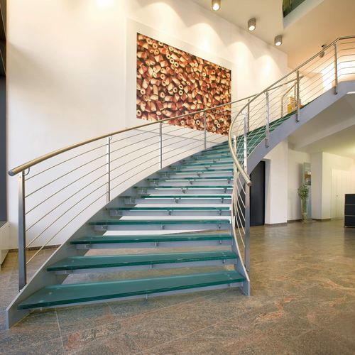 Escalier circulaire - B 410 - METALL CONCEPT - à marches en verre / structure en métal / professionnel