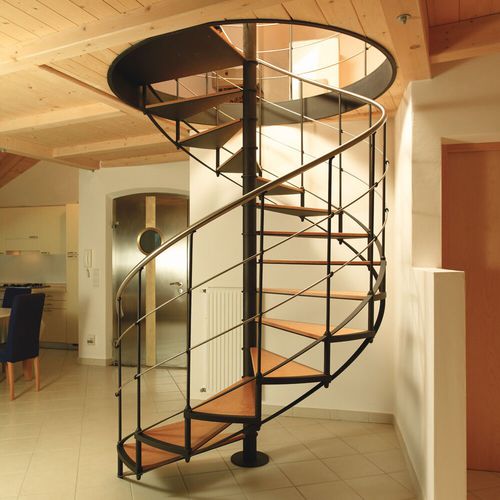 Escalier en colimaçon - E 301 - METALL CONCEPT - à marches en bois / structure en métal / résidentiel