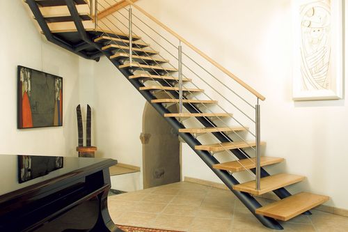 Escalier quart tournant - G 214 - METALL CONCEPT - à marches en bois / structure en métal / résidentiel