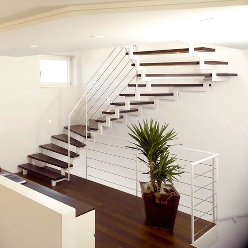 Escalier demi-tournant - G 213 - METALL CONCEPT - à marches en bois / structure en métal / résidentiel