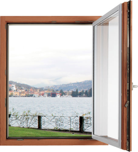 Fenêtre en bois - FLAT SERIES - PB FINESTRE - en aluminium / battante / à double vitrage