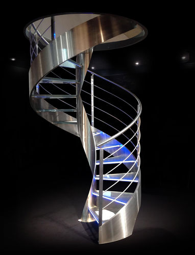 Escalier en colimaçon - ELI AC 14 - RIZZI - à marches en verre / structure en acier inoxydable / contemporain
