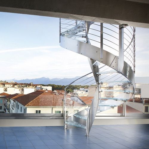 Escalier en colimaçon - ELI AC 08 - RIZZI - à marches en verre / structure en acier inoxydable / contemporain