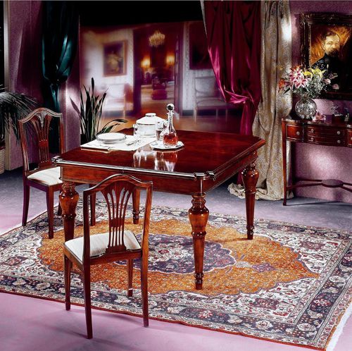 Table à manger de style - 978X - SALCA ASIAGO - en acajou / avec piètement en acajou / carrée
