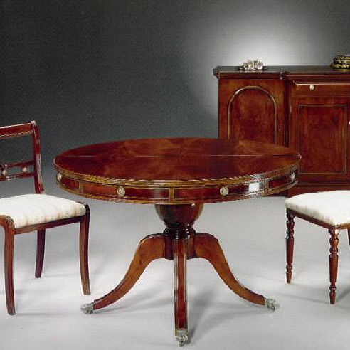 Table à manger de style - 977XBIS - SALCA ASIAGO - en acajou / avec piètement en acajou / ronde