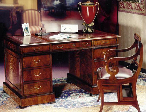 Bureau classique - 1035X - SALCA ASIAGO - en acajou / droit / avec piètement en acajou