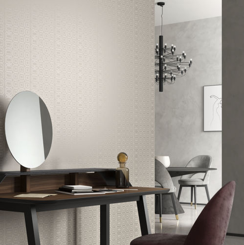 Papier peint contemporain - BARCELONA - NOVACOLOR - à motif géométrique / aspect tissu / gris