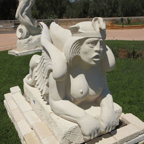 Sculpture en pierre naturelle - BIANCO CAVE - au sol / murale / pour espace public