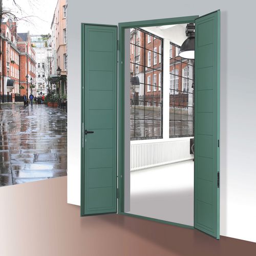 Volet battant - TEKNA BLIND - STEEL PROJECT - en acier galvanisé / aspect bois / de porte