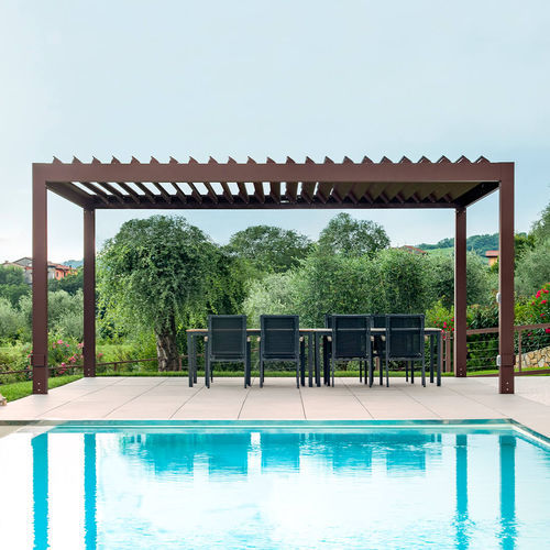 Pergola autoportée - OPENLIGHT - MIONI - adossée / en aluminium / en tissu