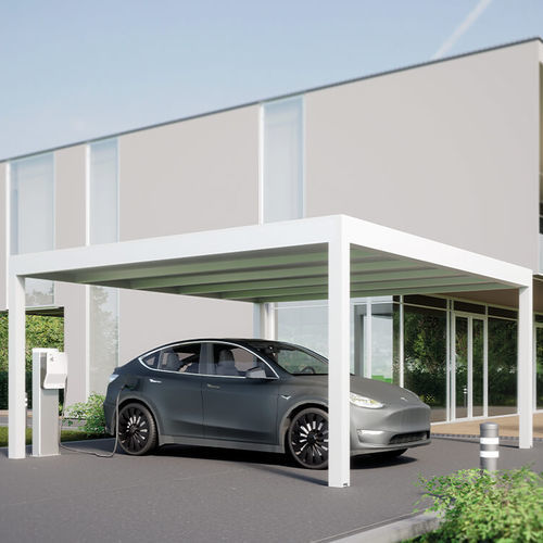 Abri de voiture professionnel - Solaria - MIONI - avec station de recharge / avec panneau solaire / en aluminium