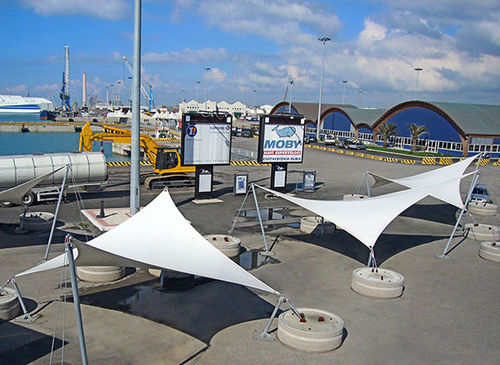 Structure tendue câble-membrane - EUROPLAST - en voile / pour abri / avec membrane en pvc