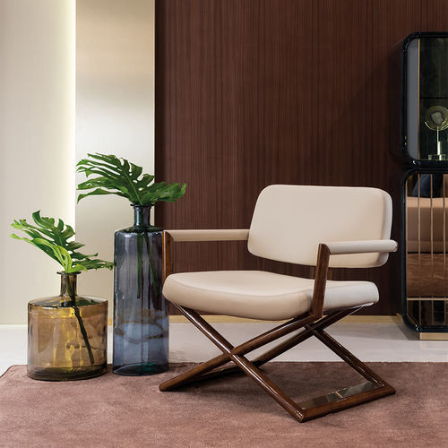 Fauteuil contemporain - Madison  - TURRI - en tissu / en cuir / en bois
