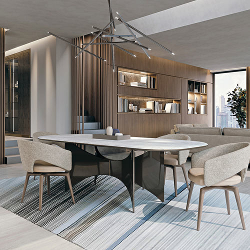 Table contemporaine - Blues  - TURRI - en bois / en métal / en marbre