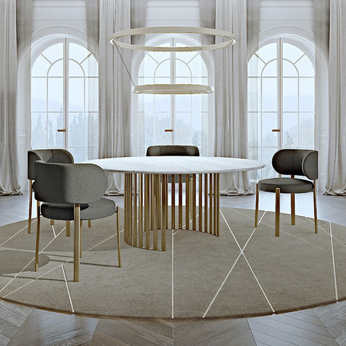 Table contemporaine - Roma - TURRI - en bois laqué / en marbre / avec piètement en métal