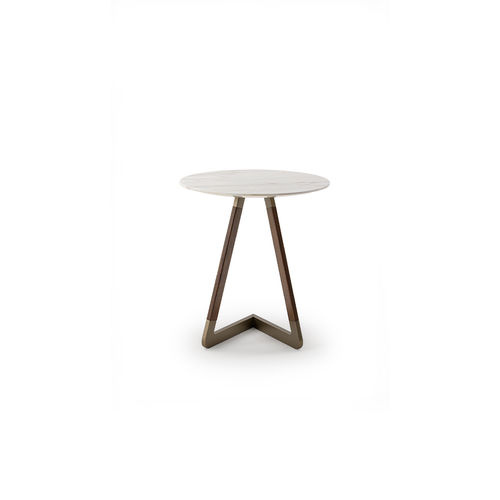 Table d'appoint contemporaine - Drum  - TURRI - en noyer / en marbre / avec piètement en métal