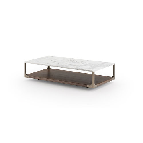 Table basse contemporaine - Drum  - TURRI - en noyer / en marbre / avec piètement en métal