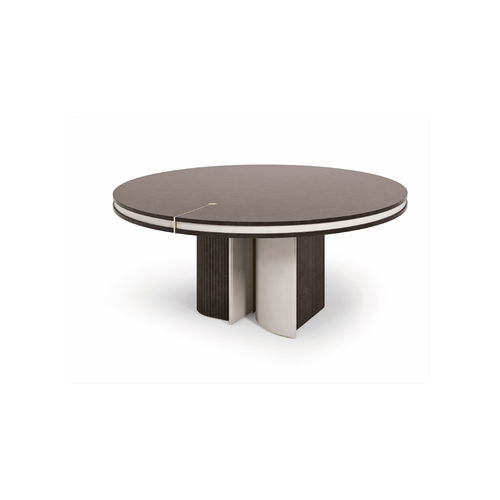 Table contemporaine - Eclipse  - TURRI - en bois / en cuir / avec piètement en bois